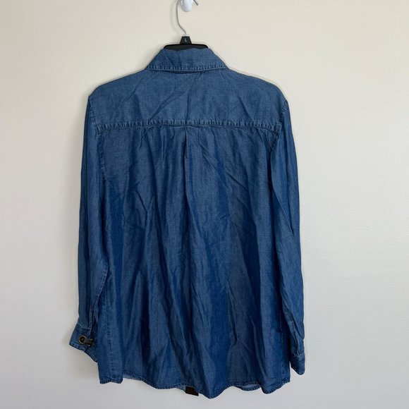 Soft Surroundings Petite Large Chambray Tencel Lyocell Button Up Long Sleeve Shi - Picture 4 of 7